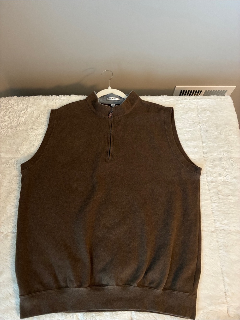 Peter Millar XL Men's Brown Zip-Neck Sweater Vest